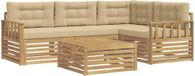 vidaXL Ensemble de salon d'angle 4 places Polyester Blanc et Beige Table incluse