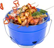 Uten Draagbare BBQ Grill, Premium Houtskool Grill Tafel Grill Roestvrij Staal Barbecue Houtskool Grill voor Outdoor Camping Blauw