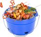 Uten Draagbare BBQ Grill, Premium Houtskool Grill Tafel Grill Roestvrij Staal Barbecue Houtskool Grill voor Outdoor Camping Blauw