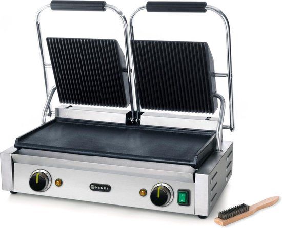 Hendi Contactgrill - RVS - 3600W - Dubbel