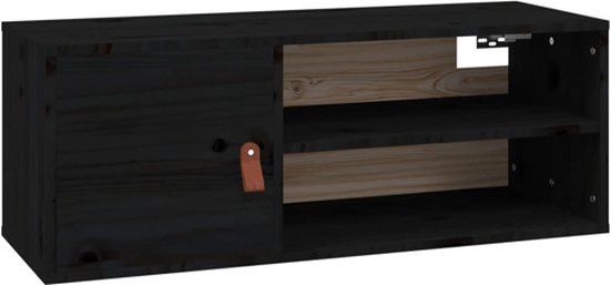 vidaXL Wandkast 80x30x30 cm massief grenenhout zwart