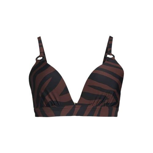 BEACHWAVE voorgevormde beugel bikinitop met zebraprint - donkerbruin/zwart