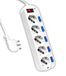 V-TAC Stekkerdoos met onafhankelijke schakelaars, 5 stopcontacten 10/16 A Zipasso + Shuko, stekker 16 A, stopcontact voor thuis, kantoor, winkel, kleur wit