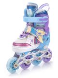 Meteor Rollen S 30-33 Mermaid – Kinder Skates – LED-lichtgevende wielen met glinsterend glitterdesign, ABEC-7 lagers, verstelbare, achterrem, QUICK-LOCK gesp