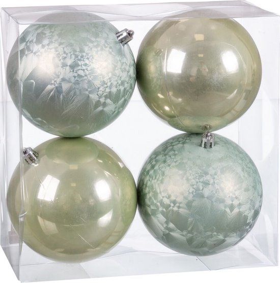 2249 Kerstballen Groen Plastic 10 x 10 x 10 cm (4 Stuks)