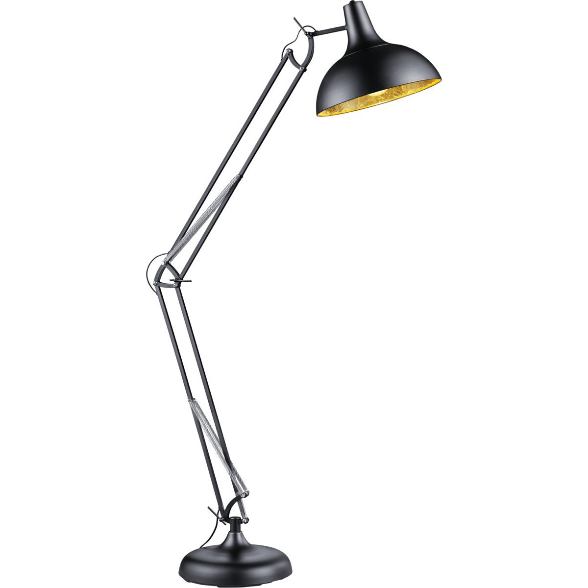 BES LED LED Vloerlamp - Trion Salvy - E27 Fitting - 1-lichts - Verstelbaar - Rond - Mat Zwart - Aluminium