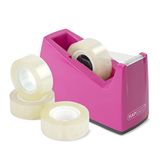 Rapesco 1621 Plakbandhouder 300 met 4 Rollen Plakband, Donkerroze