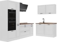 Vicco Hoekkeuken R-Line, Wit landelijk/Wit, 230 x 120 cm zonder werkblad