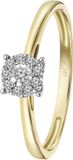 Lucardi Dames Ring met 10 diamanten 0,08ct - Ring - Cadeau - 14 Karaat Goud - Geelgoud