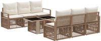 vidaXL Tuinbank Set Beige en Crème Wit Polyrattan