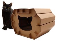 Croci Kattenkrabber van karton, gesloten doos met omkeerbare 2-laags krabpaal, krabpaal voor volwassen katten, tweelaags, 50x38x35 cm