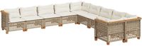 vidaXL 10-delige Loungeset met kussens, polyrattan, beige
