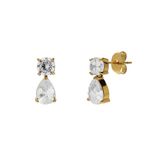 Lucardi Dames Stainless steel oorknoppen met zirkonia voor dames - Oorbellen - Staal - Goudkleurig