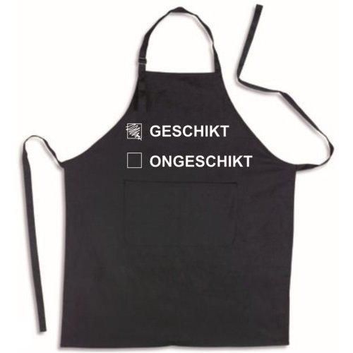 Benza Schort Geschikt of Ongeschikt - Grappige/Leuke/Mooie/Luxe Keukenschort - Zwart