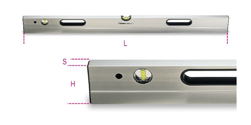 Beta Waterpassen vervaardigd uit aluminium, met 2 onbreekbare libellen nauwkeurigheid: 1mm/m 1696S 1500