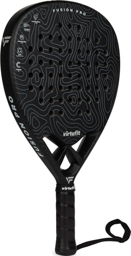 VirtuFit Fusion Pro Padel Racket - Zwart - Grijs - Carbon - Competitiespeler