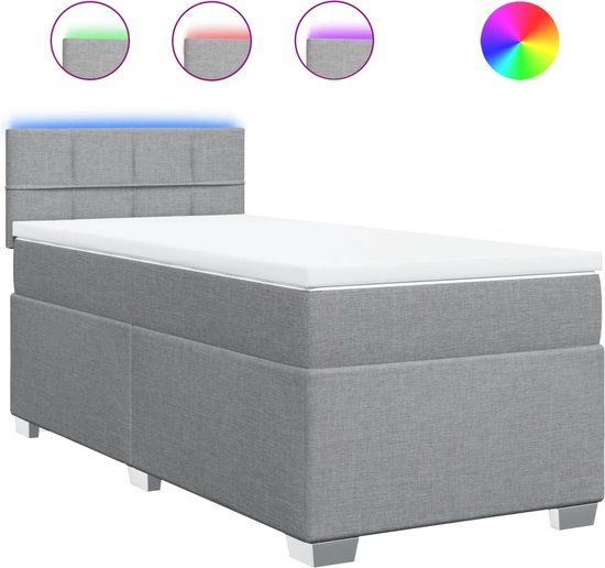 vidaXL Boxspring met matras stof lichtgrijs 90x190 cm