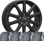 Tunershop Continental 4 winterbanden, complete winterwielset voor Renault Captur, Kadjar, Arkana, Symbioz, 7x17 velgen, Skandic SWM, bandenmaat 215/60 R17, belastbaarheid 96H, type WinterContact™ TS