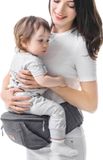 Sunveno Heupzitje voor baby's, ergonomisch, met verstelbare riem en tas, praktische baby voordrager voor 0-20 kg baby, grijs