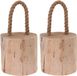 Merkloos Excellent Houseware Deurstopper Boomstam - 2x - teak hout - met draagtouw - 14 cm