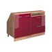 Vicco Rion Set de meubles d'angle pour mur incliné – 120 cm Set de 2 corps de meubles 60 cm de profondeur Rouge laqué brillant