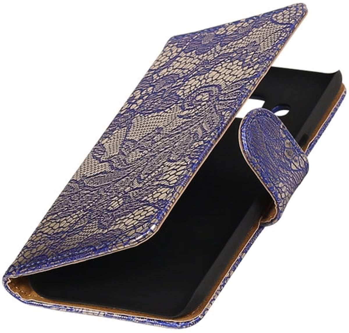 Best Cases .nl Blauw Lace booktype wallet cover hoesje voor Samsung Galaxy A3 2017 A320F