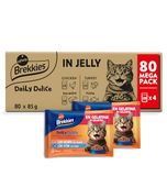 Brekkies Daily Delice natvoer voor katten, gelei (kip, kalkoen, zalm en tonijn), Jumbo-pack, 80 x 85 g