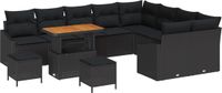 vidaXL Tuinbank Set 12-delig Zwart Polyrattan