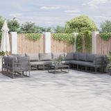 vidaXL Tuinbank Set Zwart Aluminium
