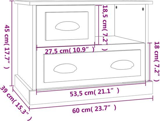 vidaXL Nachtkastje 60x39x45 cm Sonoma eiken