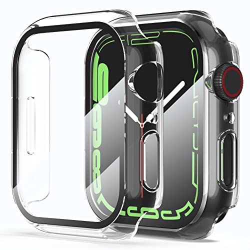 Diruite 2 stuks hoes voor Apple Watch Series 7/6/5/4/SE pantserglas beschermhoes