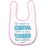 Supermolon 03557 - "Yo Quiero A Mis Papis Pero A Mis Abuelitos los Adoro" babyslabbetje met klittenbandsluiting, pastelroze, uniseks