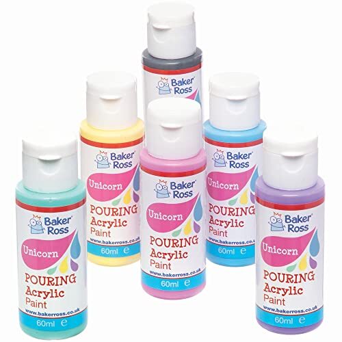 Baker Ross acrylverf - Set van 6, verf met eenhoorn thema voor kinderen (FC326)