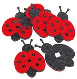 GLOREX Vilten lieveheersbeestje, Fliz, rood, 3,5 cm - verpakking van 6 stuks