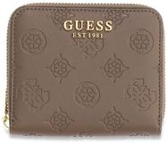 GUESS Carmella SLG Small Zip Around Wallet Taupe Logo