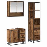 vidaXL Badkamermeubel Set 3-delig Oud Hout