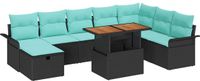 vidaXL - Tuinbank - Set - 9 - st - Zwart - poly - rattan