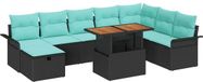 vidaXL - Tuinbank - Set - 9 - st - Zwart - poly - rattan