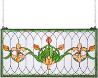 VEVOR Glas-in-lood Raampaneel Raamdecoratie Hangend 810x433MM Rechthoekig Vintage