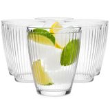 Glasmark Krosno 1992 Water-, sap- en cocktailglazen, 330 ml, set van 6 stuks, transparant, geribbeld, set van lage glazen voor thuis en horeca