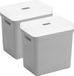 Sunware Sigma Home Boîtes de rangement avec couvercle - 2 pièces - 25 Litres - Gris clair - Plastique - 35 x 25 x 36 cm
