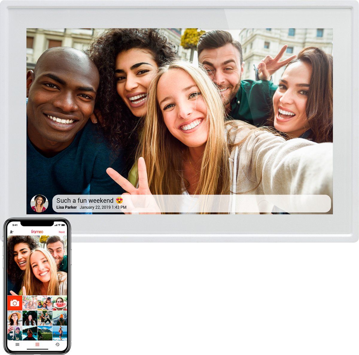 Denver PFF-1021WHITE Digitale Fotolijst - 10.1 inch - Touchscreen - WiFi - 16GB - Wit