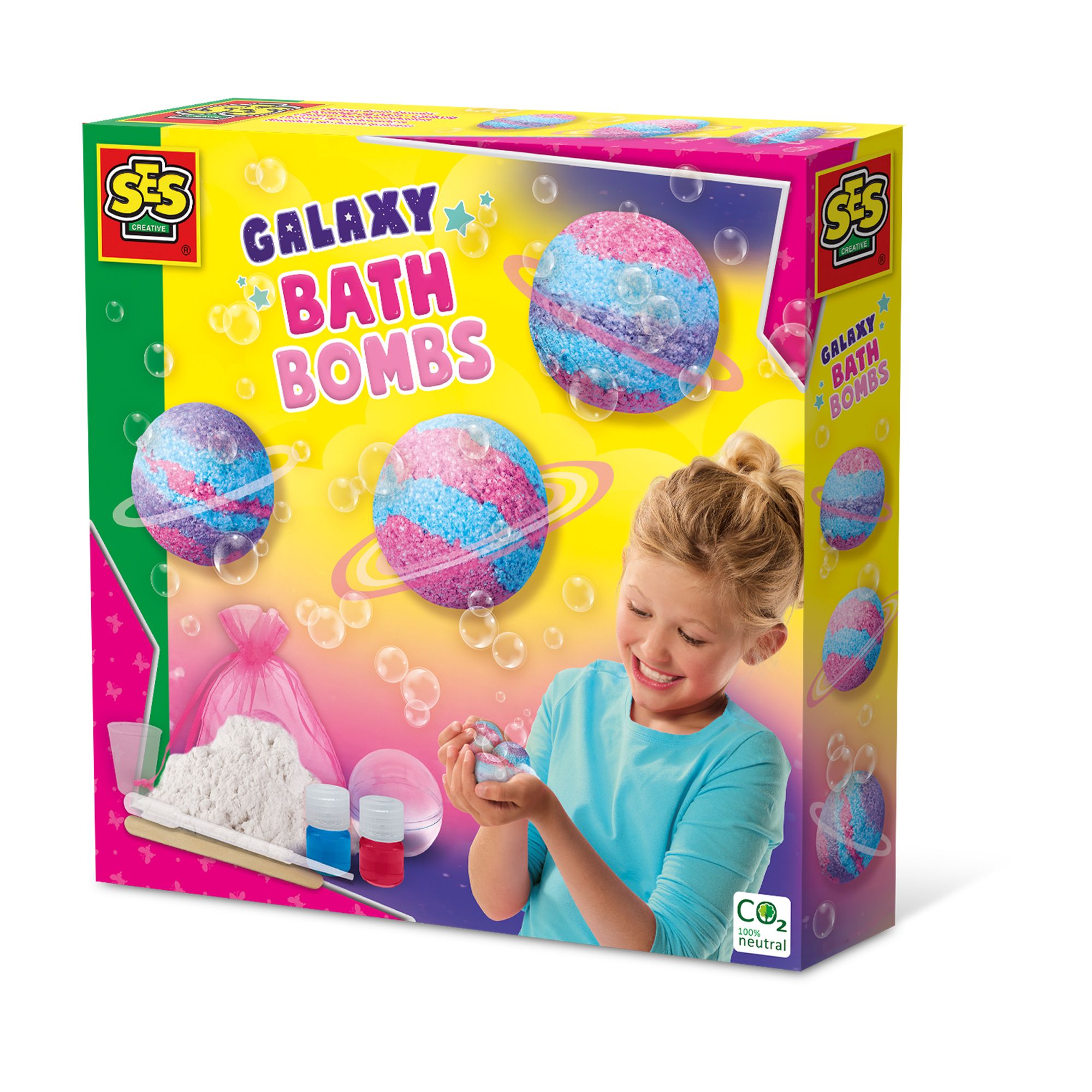 SES - Galaxy Bad Bruisballen - Knutselset voor Kinderen - Meisjes - 8+ Jaar - Multicolour