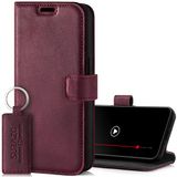 SURAZO Premium Telefoonhoesje voor Samsung Galaxy A35, van leer, inklapbaar, magneetsluiting, kaartsleuf, RFID-bescherming, standfunctie, portemonneehoes, bordeauxrood