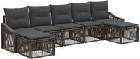vidaXL Tuinbank Set 7-delig Grijs Polyrattan
