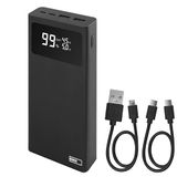 EMOS Powerbank BetaQ 20000mAh, 22,5 W Quick-Charge externe accu/lader met pass-through en display, 3x output + 2x input, incl. datakabel USB/USB-C, auto ON/off, zwart