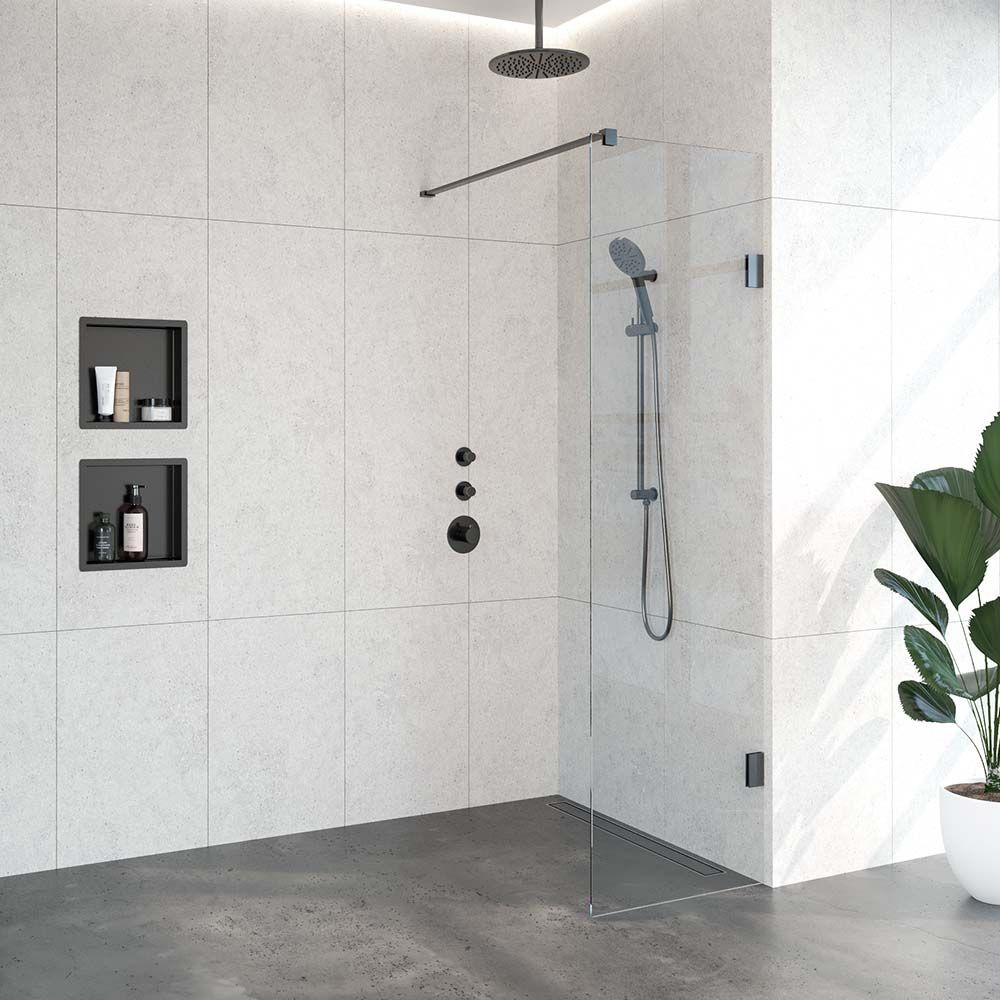 Tapo Creative inloopdouche 60 gunmetal - 200cm hoog