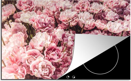 KitchenYeah® Inductie beschermer 77x51 cm - Bloemen - Roze - Inductiebeschermer