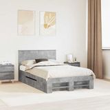 vidaXL Bedframe met hoofdeinde Beton Grijs 120 x 200 cm Bewerkt hout