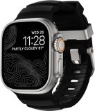 Nomad Rocky Point Bracelet de montre / Quincaillerie naturelle 45/46/49mm – Fabriqué en fluoroélastomère FKM durable – Résistant à l'eau et rainures de ventilation – Compatible avec tous les modèles Apple Watch - Noir